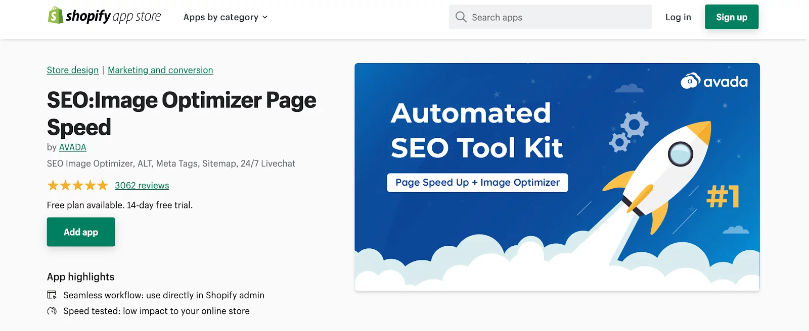 Shopify SEO Apps - Image Optimizer Page Speed by Avada