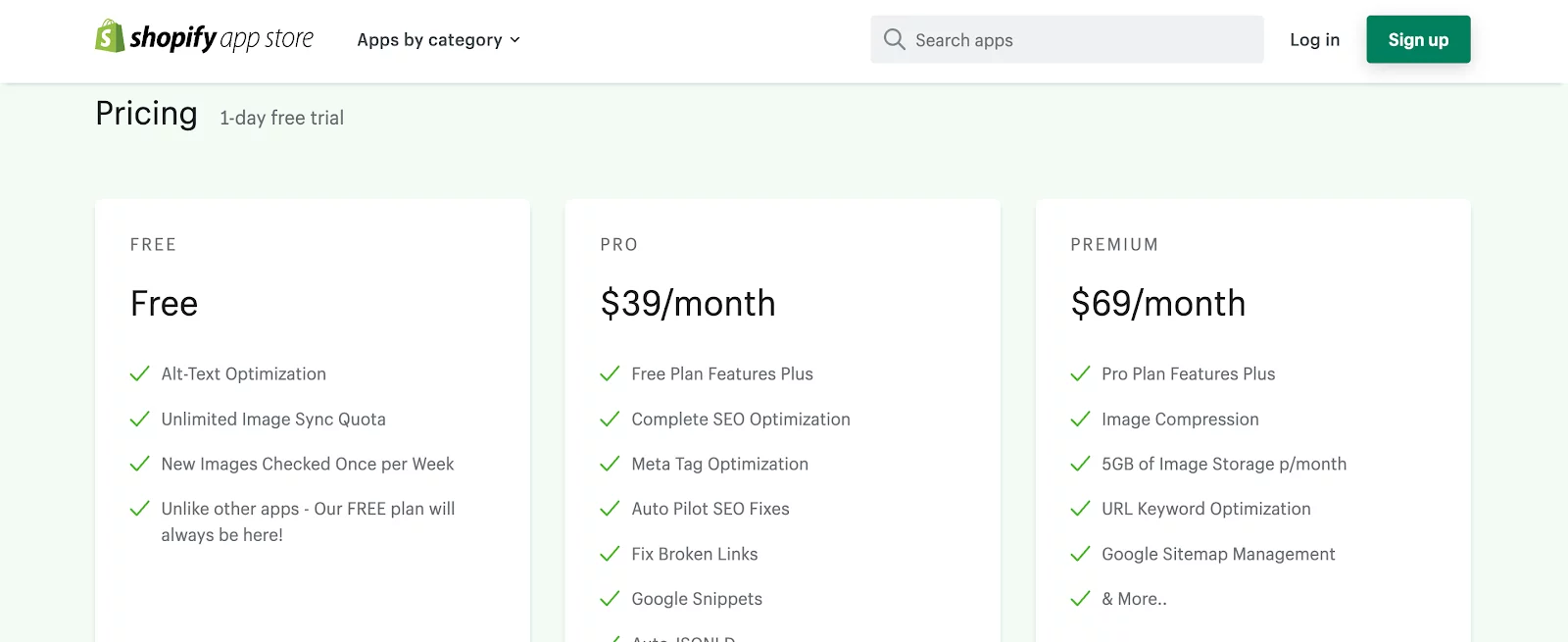 Shopify SEO Apps - Pricing of Booster Seo and image optimizer