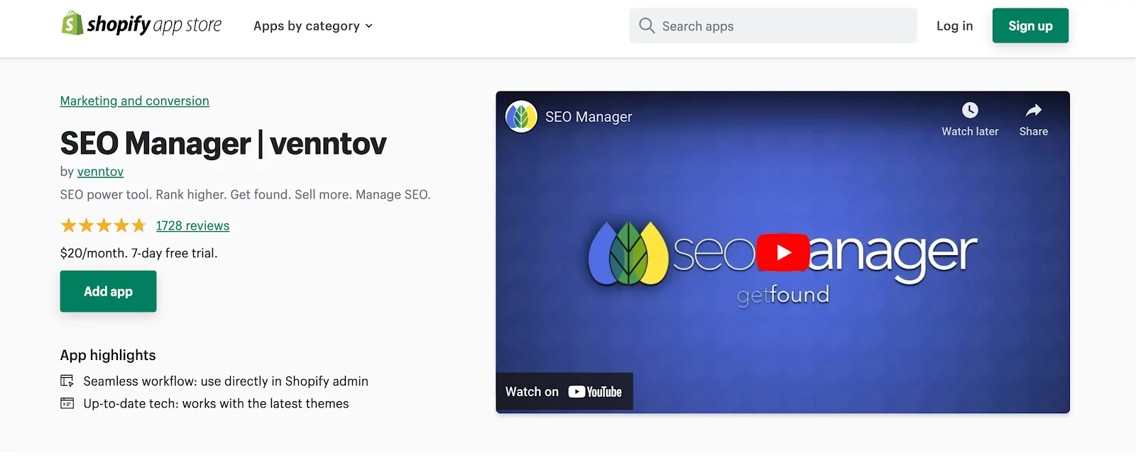 Shopify SEO Apps - SEO Manager by venntov