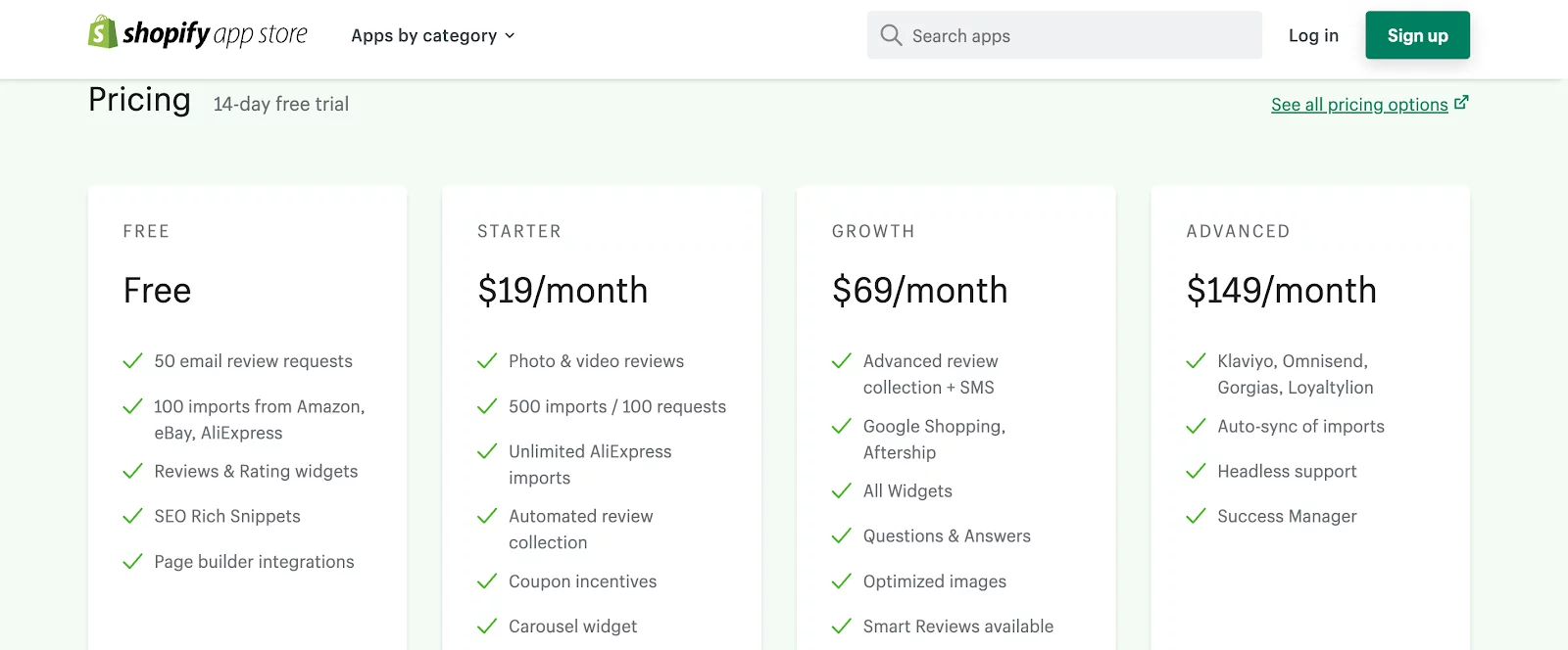 Top 8 Best Shopify Review Apps - Pricing of Opinew