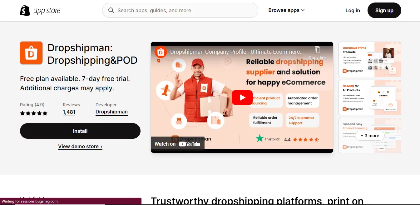 Shopify Dropshipping App 12: Dropshipman