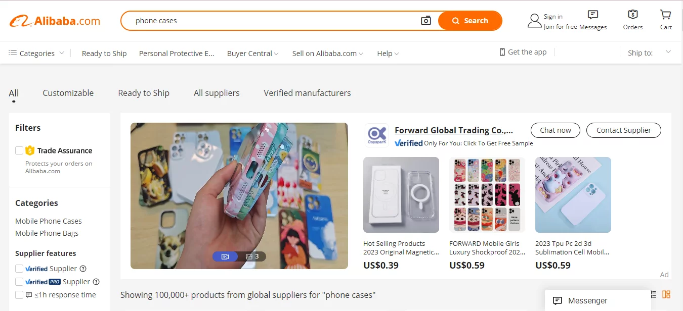 Best Phone Case Dropshipping Suppliers: AliBaba