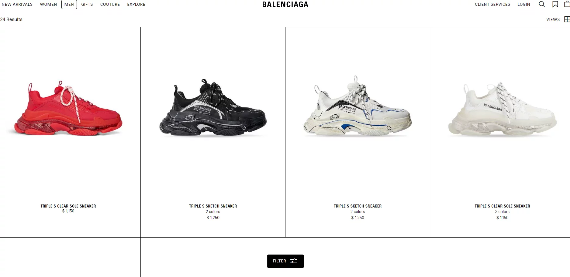 Balenciaga Triple S Sneakers: Chunky silhouette and high-fashion appeal