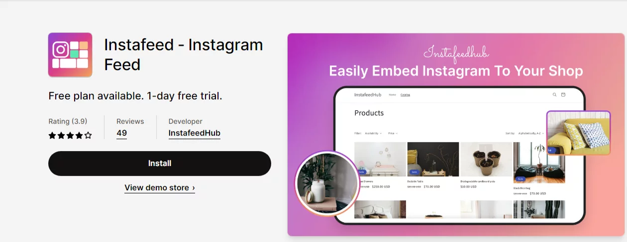 Best Shopify Apps for Conversions: Instafeed - Instagram Feed