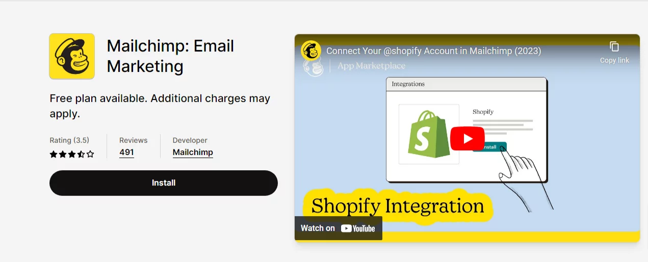 Mailchimp: Best Shopify App for Conversions and Integration