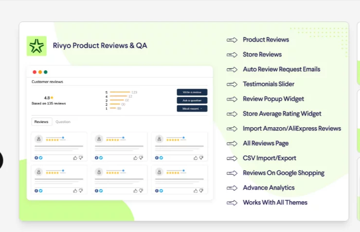 Best Shopify Review Apps: Rivyo Product Reviews & QA: