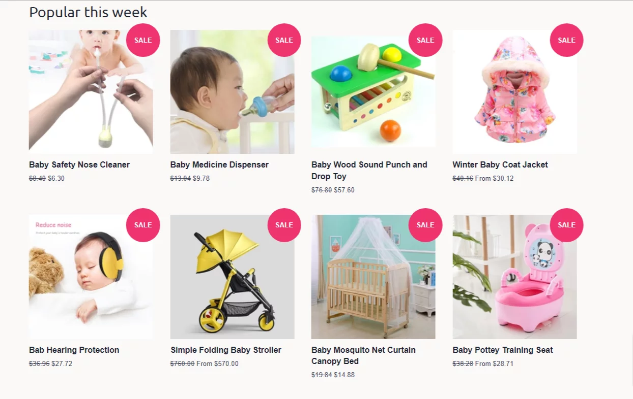 What are the winning products of Premade Shopify New Mom Store?