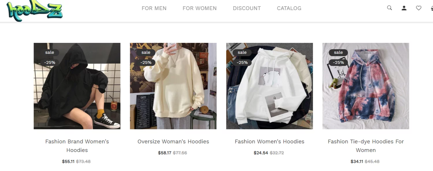 Winning products of the Prebuilt Shopify Hoodie Store for women