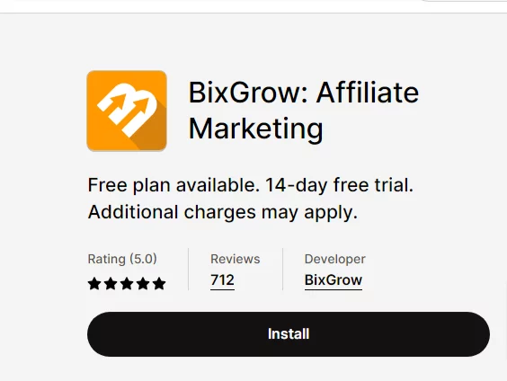 Best Shopify Marketing Apps: BixGrow: Affiliate Marketing