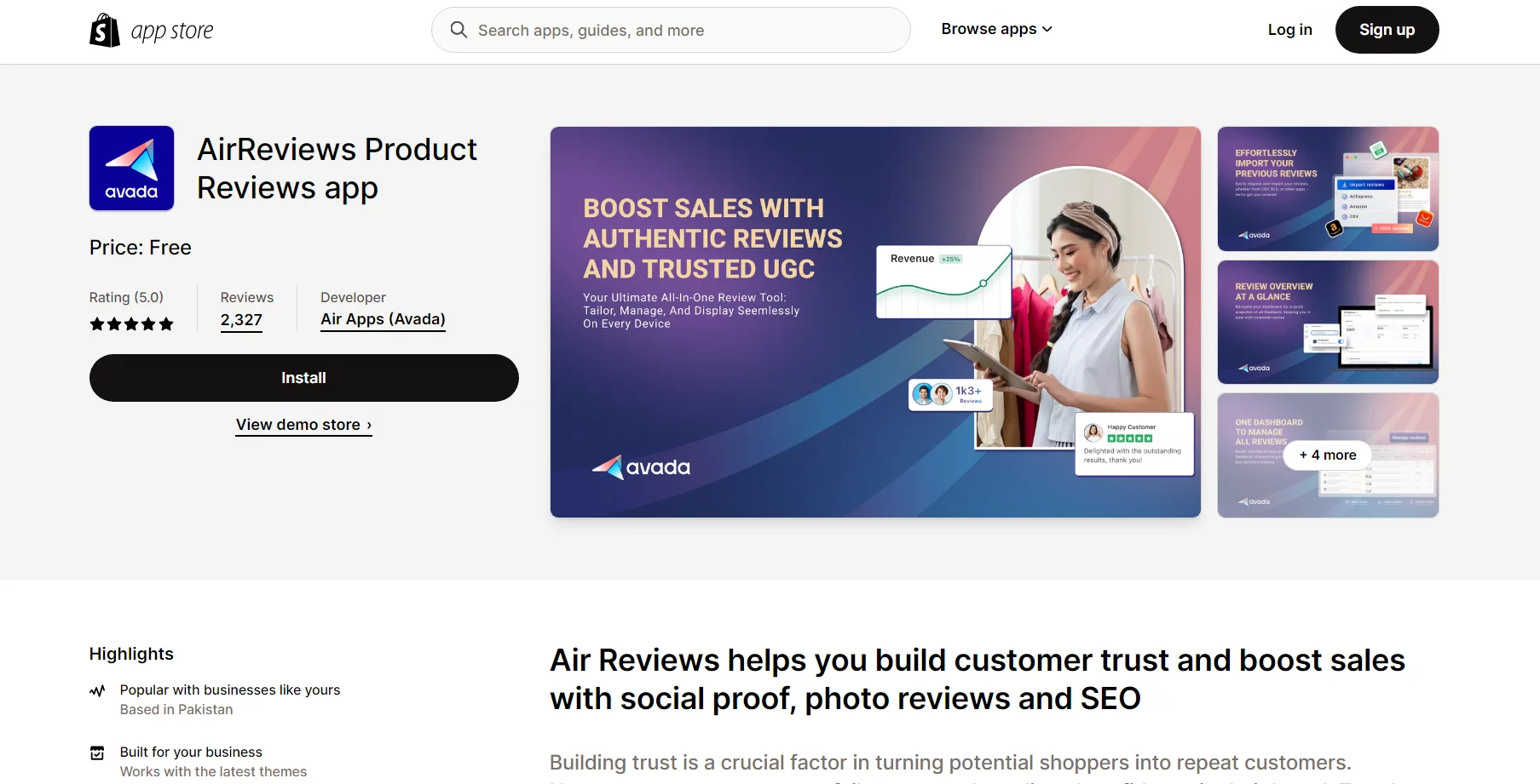 Best Shopify Checkout Apps: AirReviews Product Reviews app
