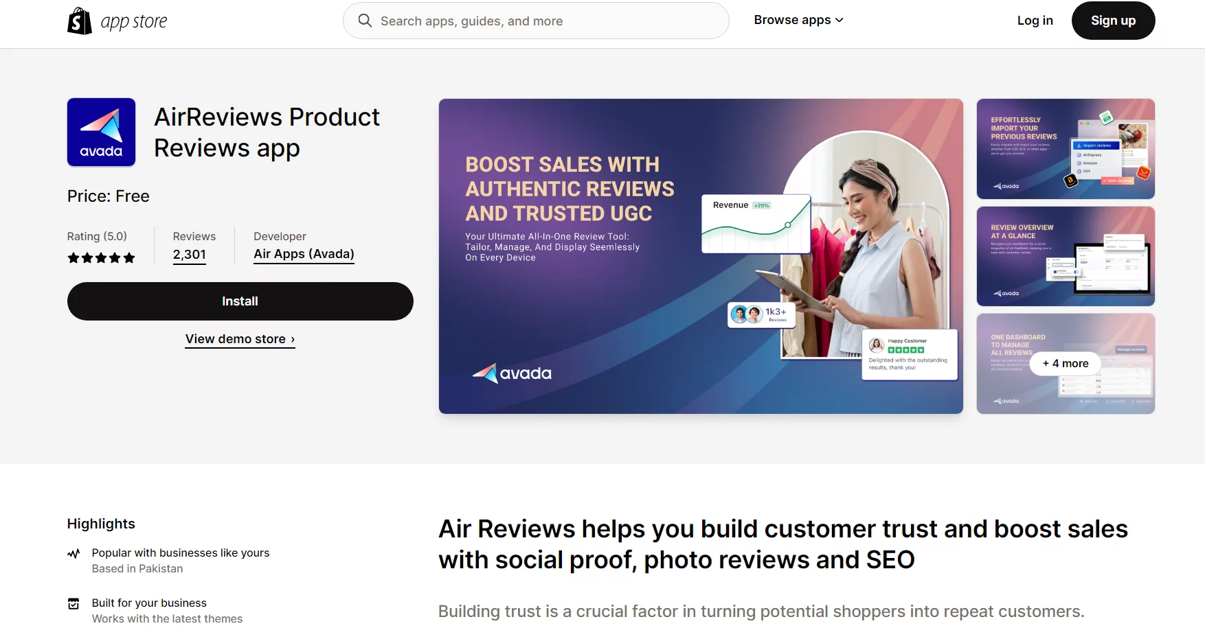 Best Shopify Analytics Apps: AirReviews Product Reviews app