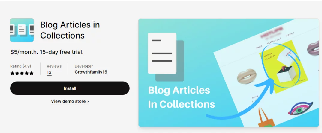 Best Shopify Blog Apps: Blog Articles in Collections