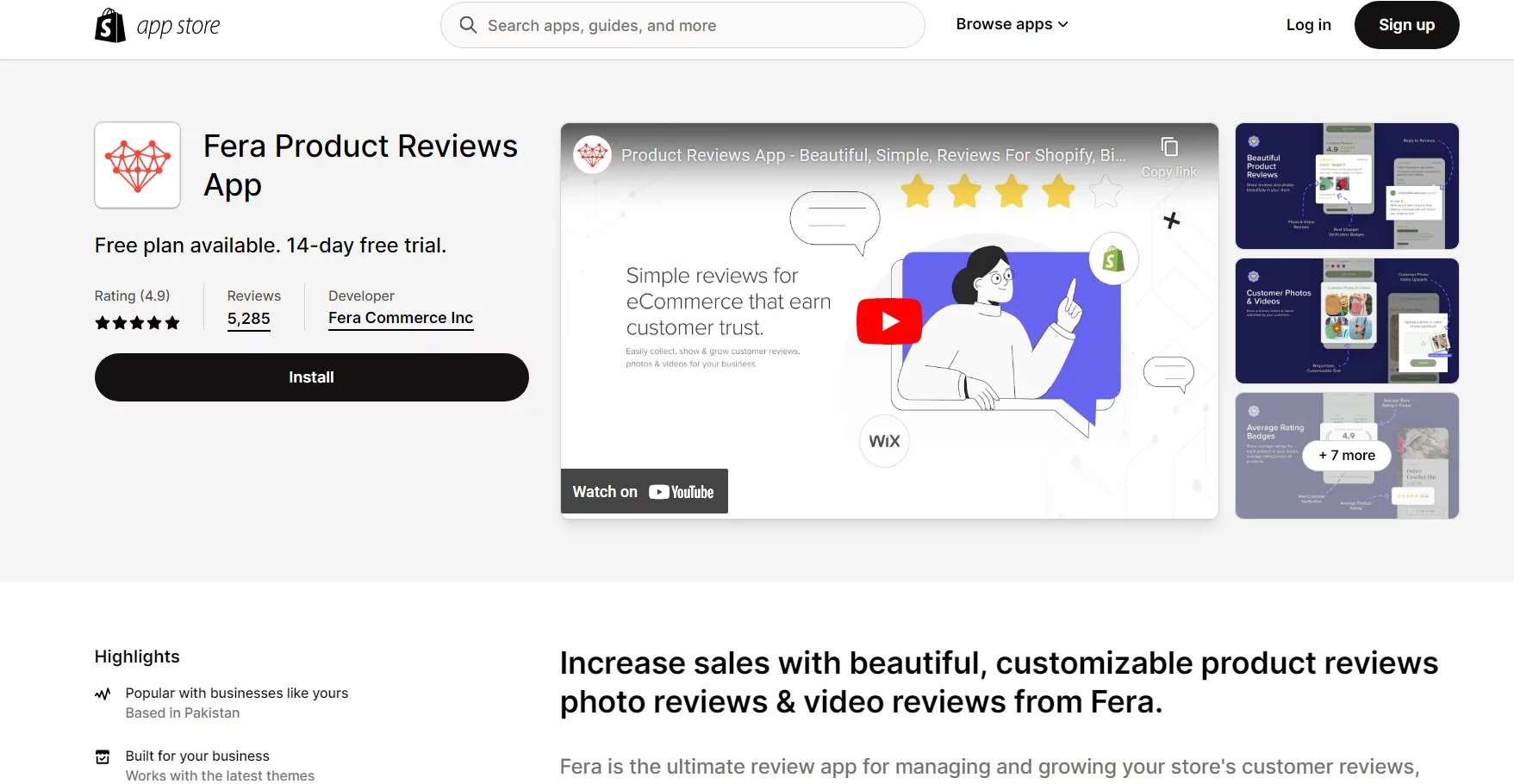 Best Free SEO Apps for Shopify: Fera Product Reviews App