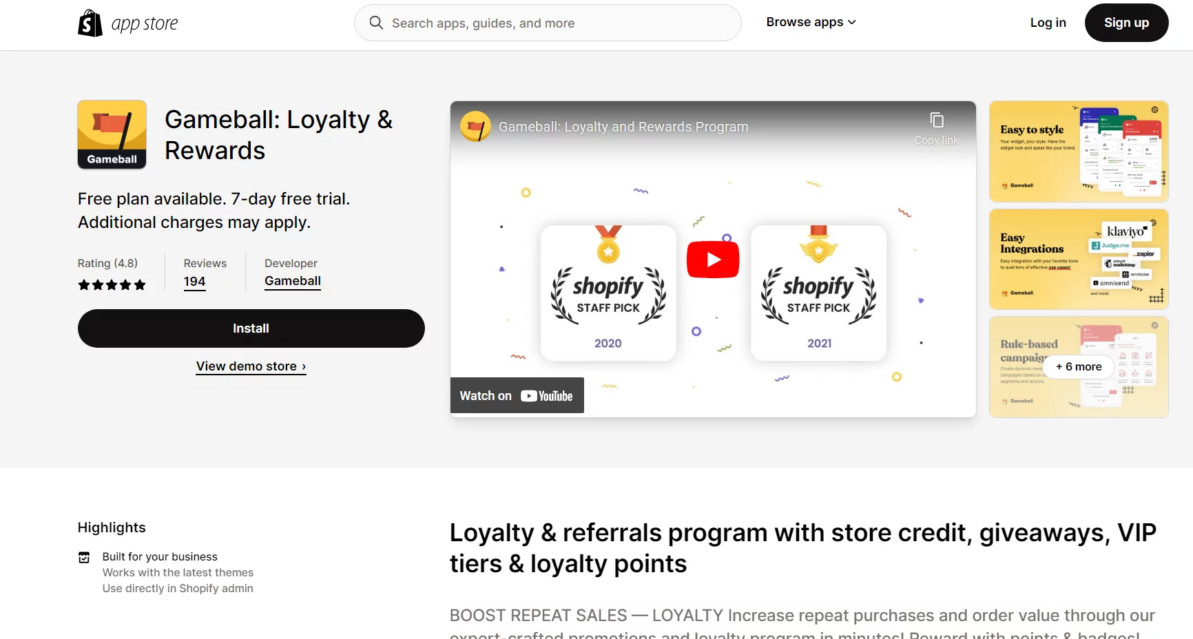 Best Shopify Rewards Apps- Gameball: Loyalty & Rewards