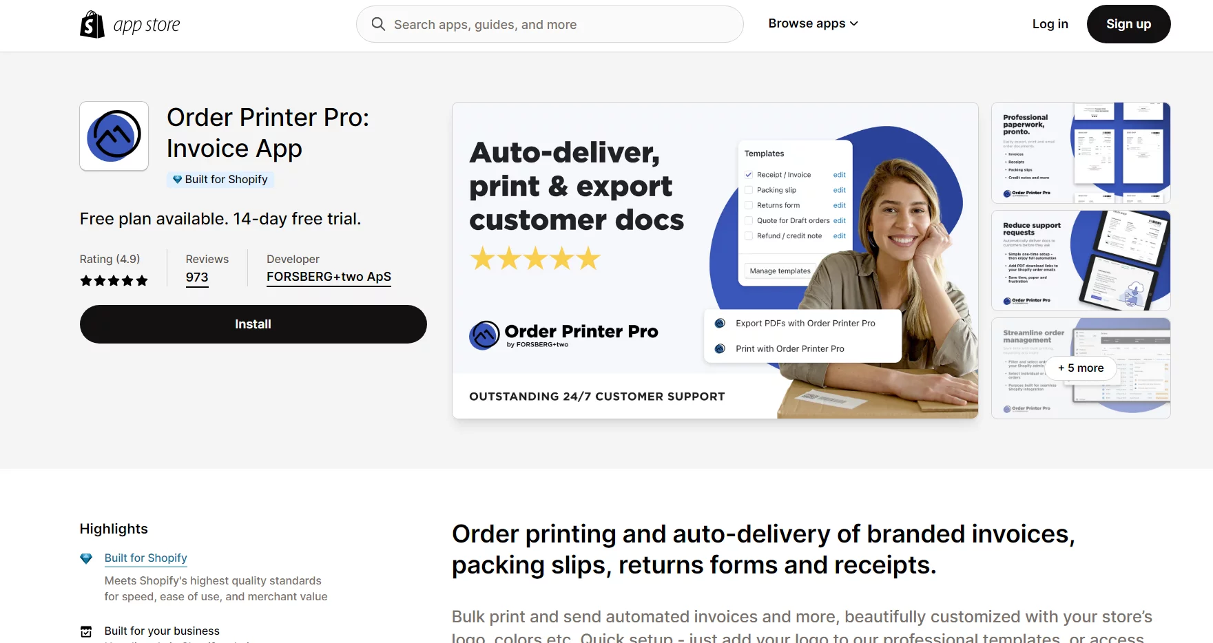 Best Shopify Barcode Apps- Order Printer Pro: Invoice App