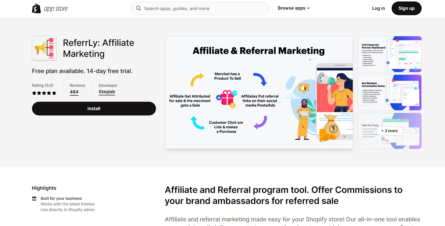 Best Shopify Referral Apps- ReferrLy: Affiliate Marketing