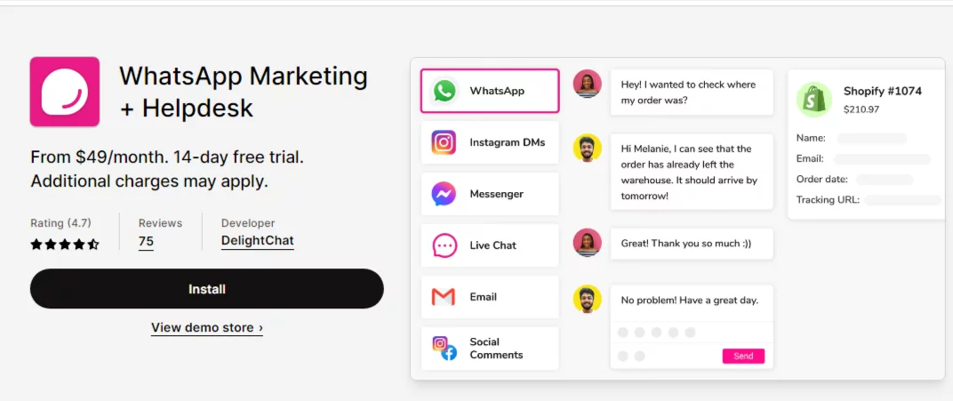 Best Shopify Customer Service Apps: WhatsApp Marketing + Helpdesk