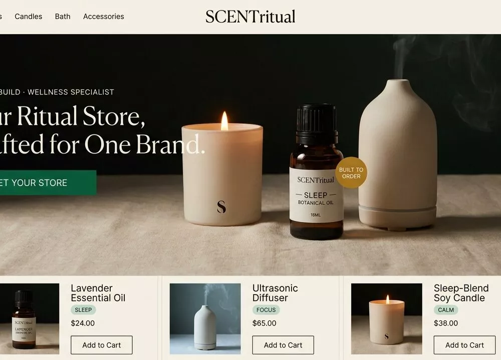 Custom Build-to-Order Aromatherapy & Wellness Shopify Store + Brandable Domain ($500–$2,000 Value)