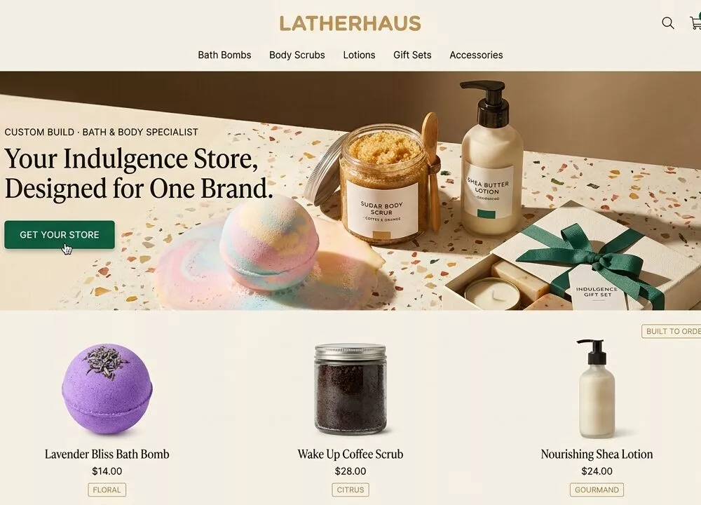 Custom Build-to-Order Bath & Body Shopify Store + Brandable Domain ($500–$2,000 Value)